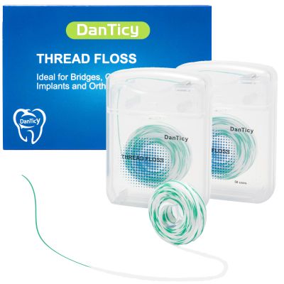 840D Fluffy Floss Threaders,Deep Clean Dental Floss for Braces, Bridges, and Implants,Super Floss Pre-Cut Strands and Mint Aroma 100 Count (Pack of 2)
