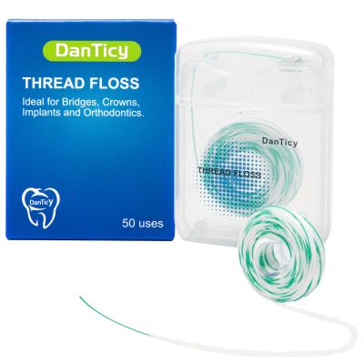 840D Fluffy Floss Threaders,Deep Clean Dental Floss for Braces, Bridges, and Implants,Super Floss Pre-Cut Strands and Mint Aroma 50 Count (Pack of 1)