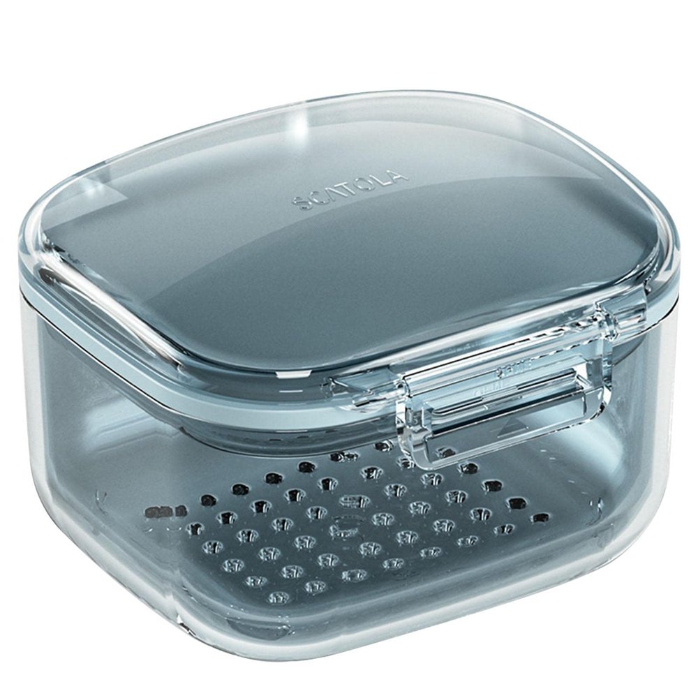 Denture Case, Multipurpose Retainer Case Denture Bath Box with Strainer Basket, Portable Flushable Denture Storage Container Cleaning Case for Travel Cleaning Overnight Soaking Sort