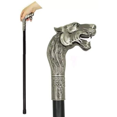 BJH Gentlemans Walking Stick Elegant Exquisite Wolf Head Silver Craft Decorations Vintage Style Canes Halloween ScepterWalking Cane Interesting