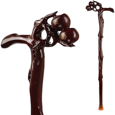 walking sticks Hardwood Walking Sticks For Man And Woman | Carved Longevity Peach Handle | Non-Slip Walker Assisting For Daily Mobility Interesting