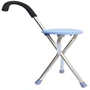 2 in 1Folding Cane Seat Elderly Crutches stool net Thick stainless steel Folding design Tall Unisex for Elderly As GiftHeight Adjustable Lightweight Tripod Walking Stick Interesting