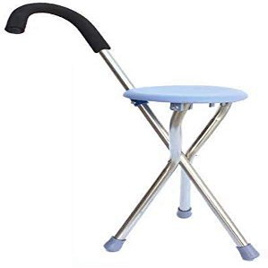 2 in 1Folding Cane Seat Elderly Crutches stool net Thick stainless steel Folding design Tall Unisex for Elderly As GiftHeight Adjustable Lightweight Tripod Walking Stick Interesting