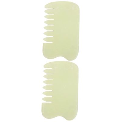 minkissy 2pcs Jade Comb Gua Sha Comb Head Scalp Massage Guasha Massage Scraper Tool for Hair Care and Relaxation
