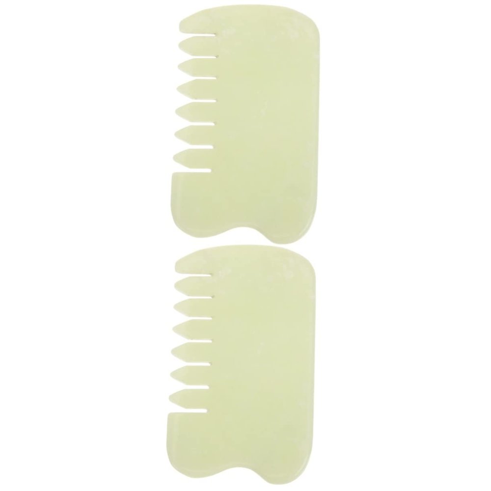 minkissy 2pcs Jade Comb Gua Sha Comb Head Scalp Massage Guasha Massage Scraper Tool for Hair Care and Relaxation