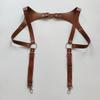 Men's Leather Body Chest Harness Suspenders Adjustable Buckle Shoulder Armors Straps Punk Black Belt Club Party Rave Costumes, Brown, One Size view 4