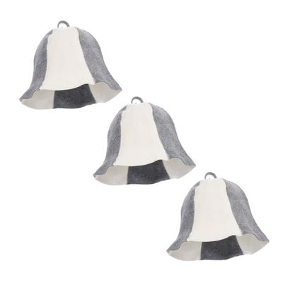 FRCOLOR Felt Sauna Hat Thick Protective Bathing Cap Comfortable Sauna Hat for Men and Women Grey and White Design and Spa Relaxation