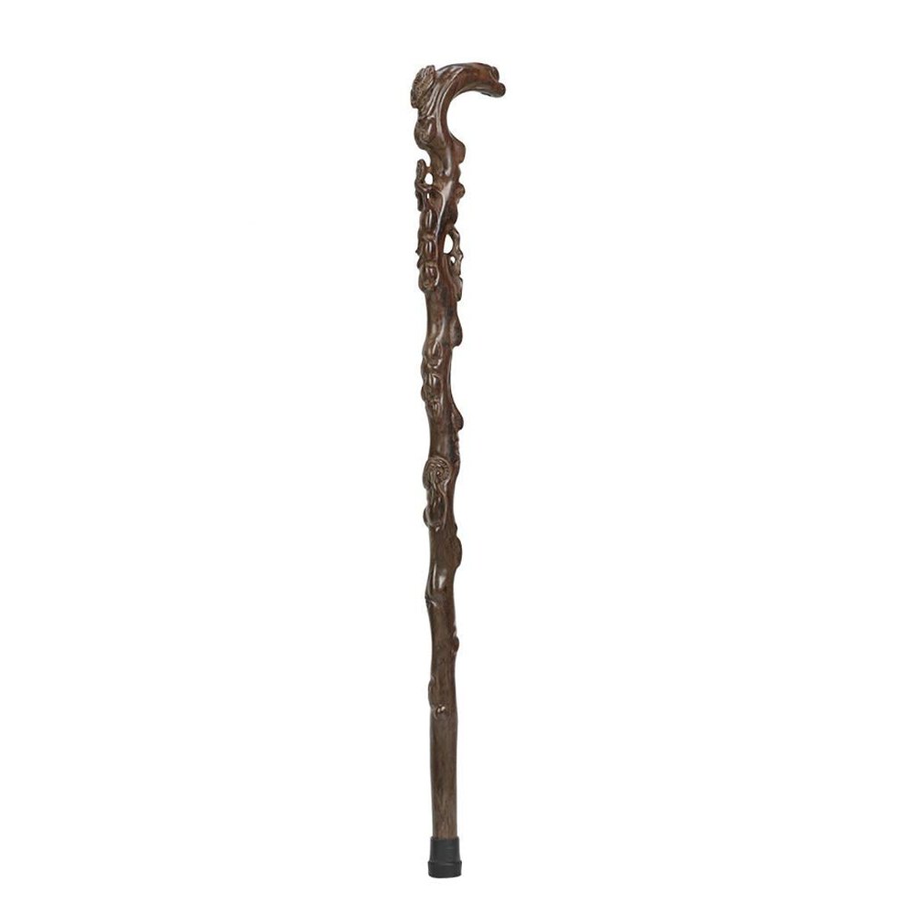 Durable Mahogany Carved Walking Stick Cane Wood Carving Leading A Walking Stick For The Elderly Wooden Walker Practical Old Man Gifts Interesting