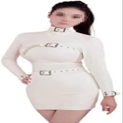 100% Latex Rubber Gummi White Dress Slim White,White,l