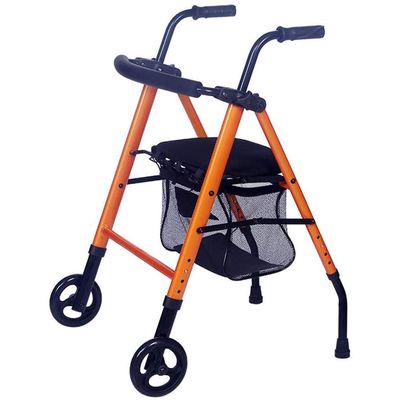 Wheel Rollator Walker for Seniors, Folding Mobility Rollator Walker Multifunction Shopping Cart with Wheels Sitting Four-Foot Trolley Adjustable Walker Interesting