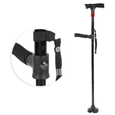 Adjustable walking stick with alarm button flexible and durable folding walking stick with LED light non-slip base for elderly Interesting