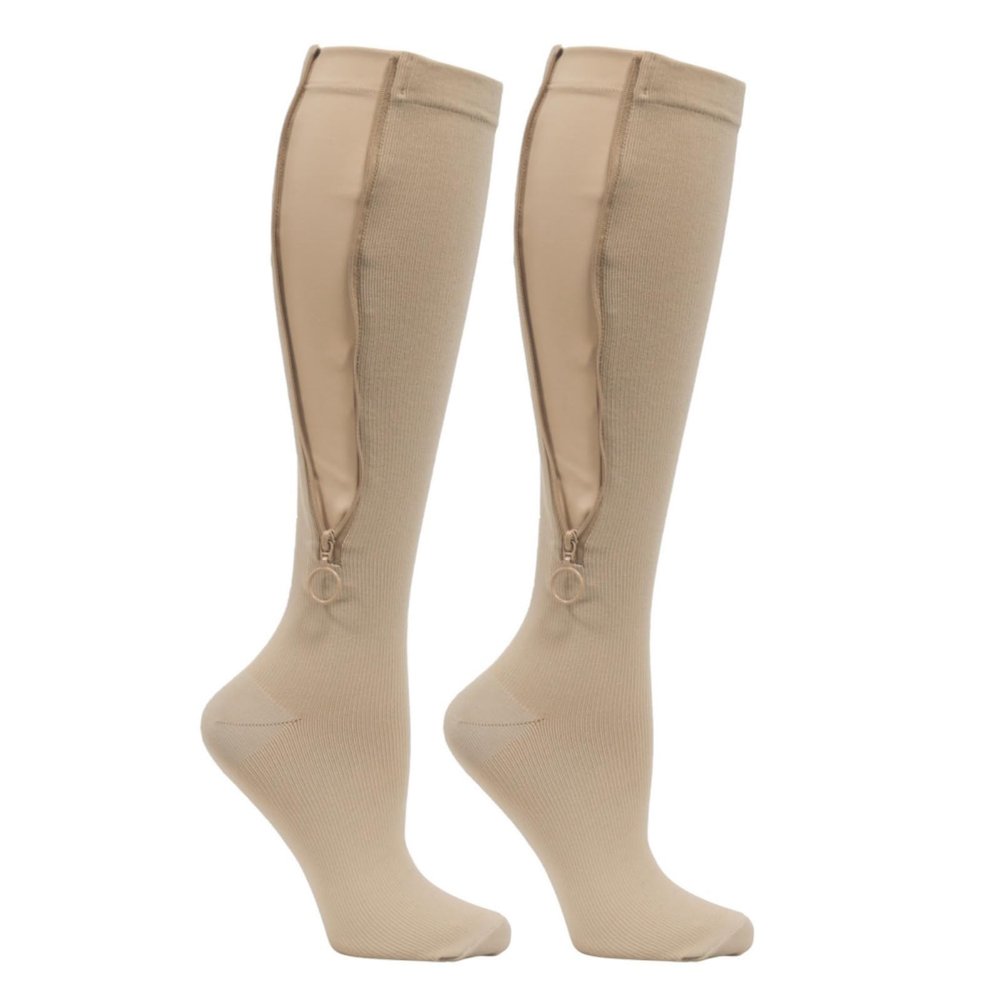 Hovershoes 1 Pair Plus Size Compression Socks with Zipper for Women Men, 20-30 mmhg Extra Wide Calf Knee High Stockings for Circulation Support