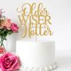 Older Wiser Hotter Cake Topper, Funny Happy Bday Party Supplies for Adult, 30th 40th 50h 60th 70th 80th Birthday Party Decorations, Adults Birthday Party Decorations Gold Glitter view 2