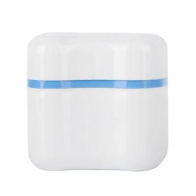 Denture Cleaner Box, Orthodontic Dental Retainer Case with Rinsing Basket, Portable Denture Storage Box for Home & Travel Retainer Cleaning (Light Blue)