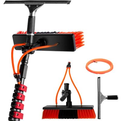 RayGenius Cleaning Photovoltaic and Solar Panels, 3-12m Water Fed Telescopic Brush, with Scraper Washing Set Equipment Extension Pole Cleaning for Trucks Windows/12m Rod/30cm Brush Head,10.8M/36FT