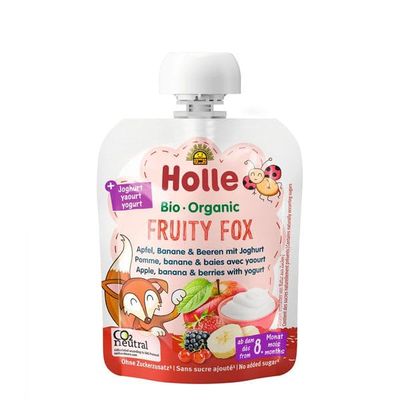 Holle Fruity Fox - Pouch Apple, banana & berries with yogurt, pack of 10