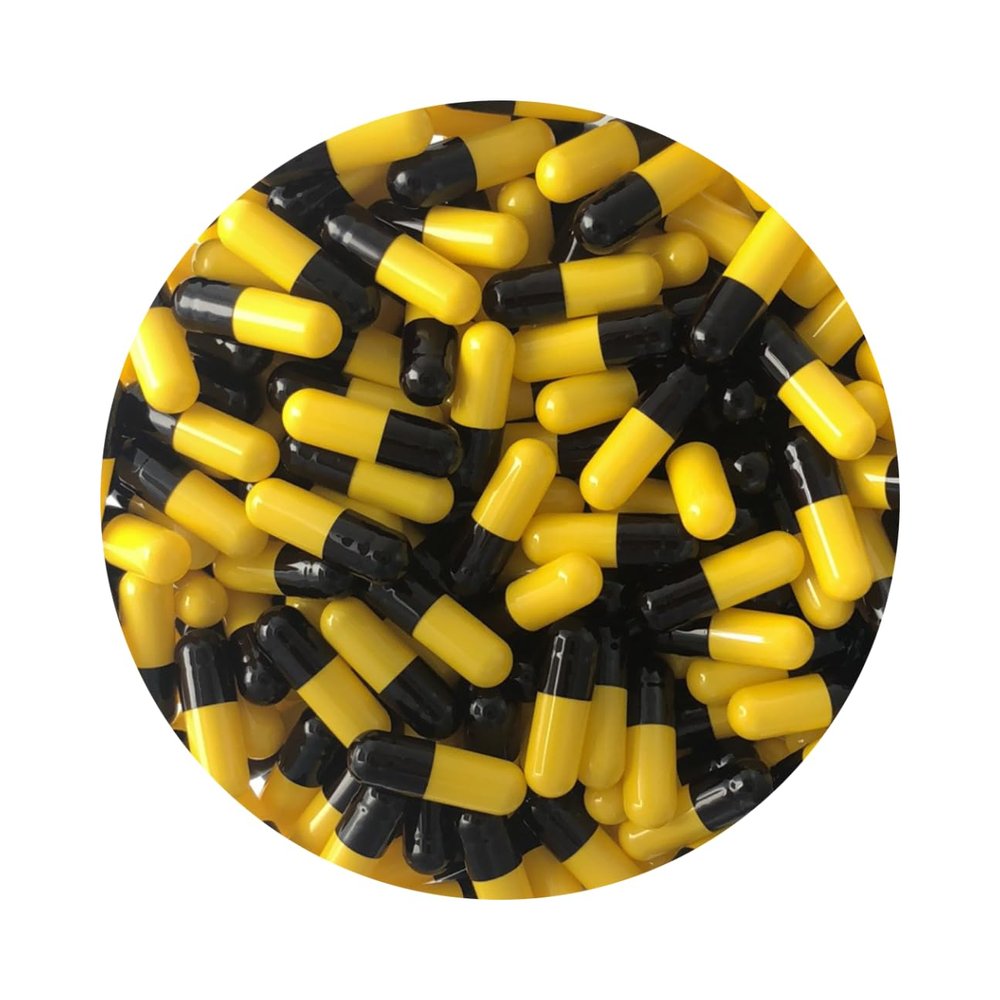 DR T&T size0 Size 0 Gelatine Gelatin Capsule Yellow Black (100)