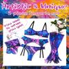 EHSUYAB Marble Print Sexy Lingerie, Gloves&Stockings, 5Pc Garter Boudoir Shoot, Purple-blue, 0-2 view 2