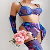 EHSUYAB Marble Print Sexy Lingerie, Gloves&Stockings, 5Pc Garter Boudoir Shoot, Purple-blue, 0-2 view 3