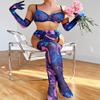 EHSUYAB Marble Print Sexy Lingerie, Gloves&Stockings, 5Pc Garter Boudoir Shoot, Purple-blue, 0-2 view 4