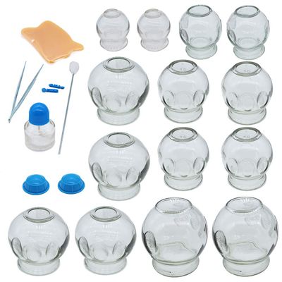 14 Piece Glass Cupping Therapy Set, Thick Glass Cupping Therapy Set for Professionals, Traditional Chinese Cupping Tools