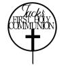 Personalised First Holy Communion Cake Topper Grail Cross Christening Baptism Confirmation 1st Communion Party Decor | Strong 3mm Acrylic (BLACK) view 1