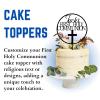 Personalised First Holy Communion Cake Topper Grail Cross Christening Baptism Confirmation 1st Communion Party Decor | Strong 3mm Acrylic (BLACK) view 2
