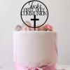 Personalised First Holy Communion Cake Topper Grail Cross Christening Baptism Confirmation 1st Communion Party Decor | Strong 3mm Acrylic (BLACK) view 4
