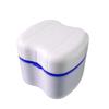 Denture Storage Case, Plastic Denture Retainer Care Cleaner Box with Flushable Basket for Storing Soaking Denture Mouthguards Retainers - Dark Blue view 1