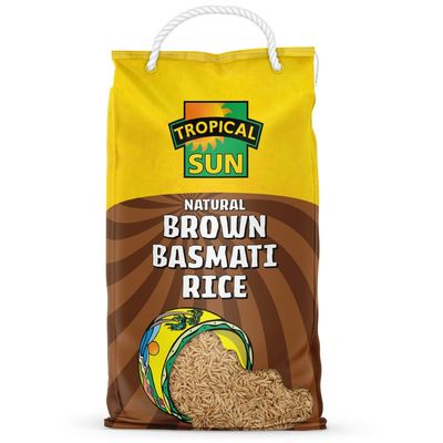 Tropical Sun Natural Brown Basmati Rice (Wholegrain), 5KG Bag | Nutritious & Aromatic Basmati Rice | Perfect for Healthy Meals | Ideal for Everyday Cooking