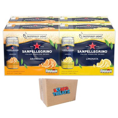 San Pellegrino Orange And Lemon 6x4x330ml Pack Of 24 San Pellegrino Italian Tastefully Light Sparkling Canned Soft Drink Bundle Boxed Treatz
