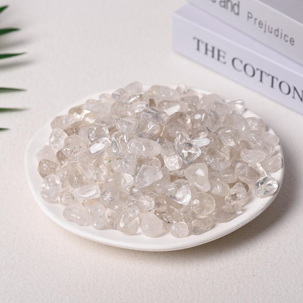 100g Natural Stones Clear Quartz Pink Crystal Amethyst Citrine Fluorite Aventurine Tiger Eye Obsidian Gravel for Decoration Home,Clear Quartz 9-12mm,100g