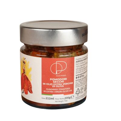 Agricola Piano - Tomatoes in Oil | Sun-Dried Tomatoes in Extra Virgin Olive Oil 212 ml  100% Italian, Ancient Recipe  Artisanal Production