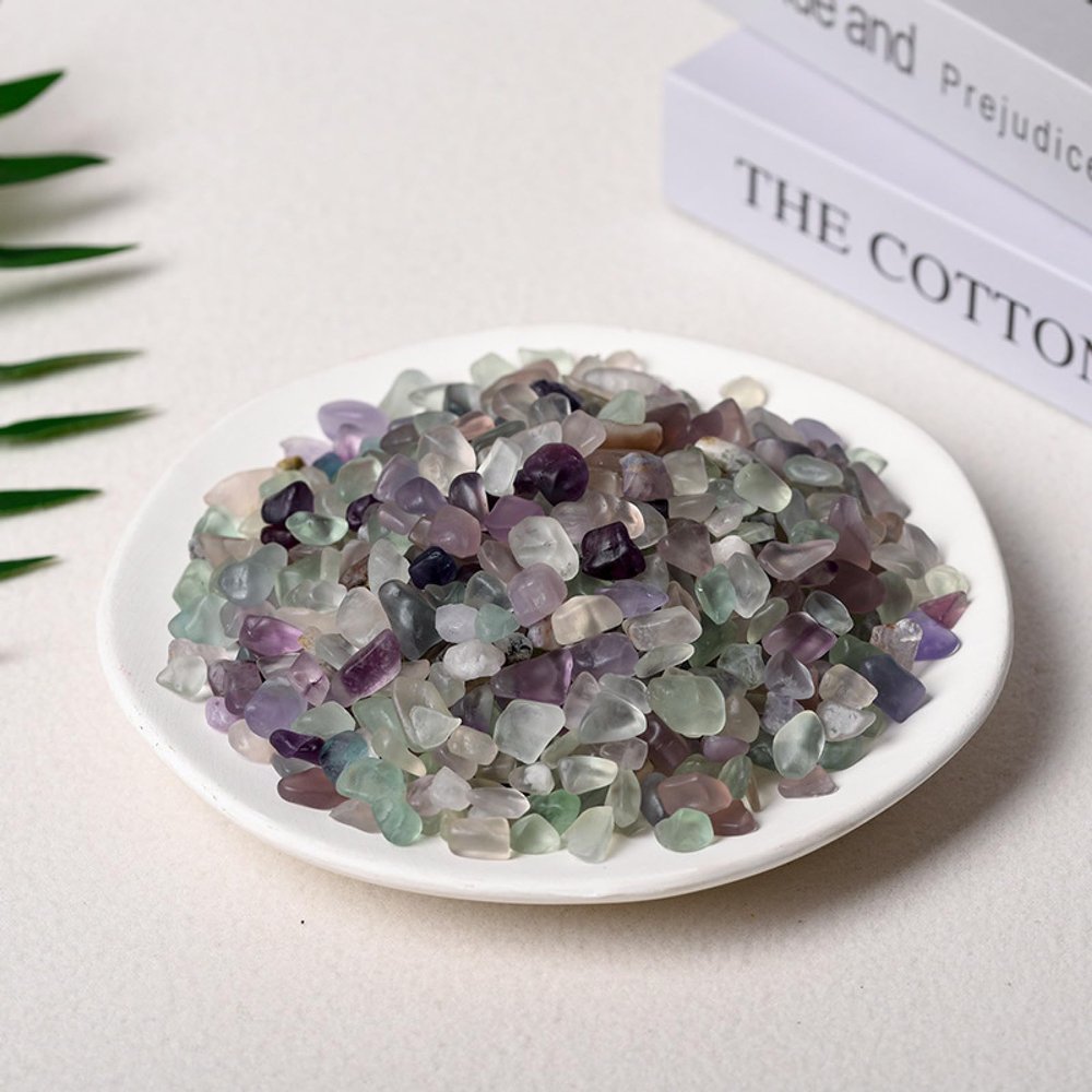 100g Natural Stones Clear Quartz Pink Crystal Amethyst Citrine Fluorite Aventurine Tiger Eye Obsidian Gravel for Decoration Home,Fluorite 7-9mm,100g