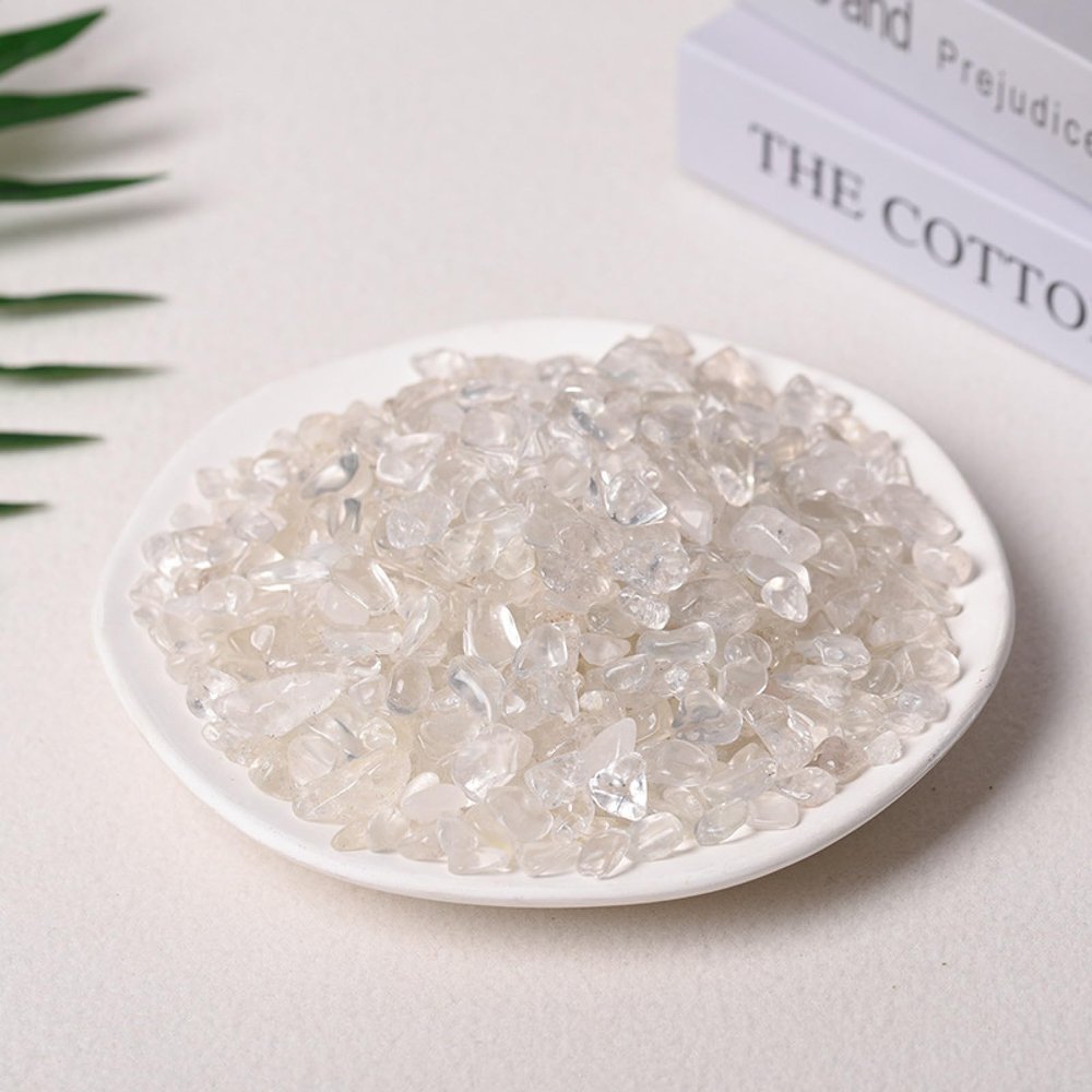 100g Natural Stones Clear Quartz Pink Crystal Amethyst Citrine Fluorite Aventurine Tiger Eye Obsidian Gravel for Decoration Home,Clear Quartz 7-9mm,100g