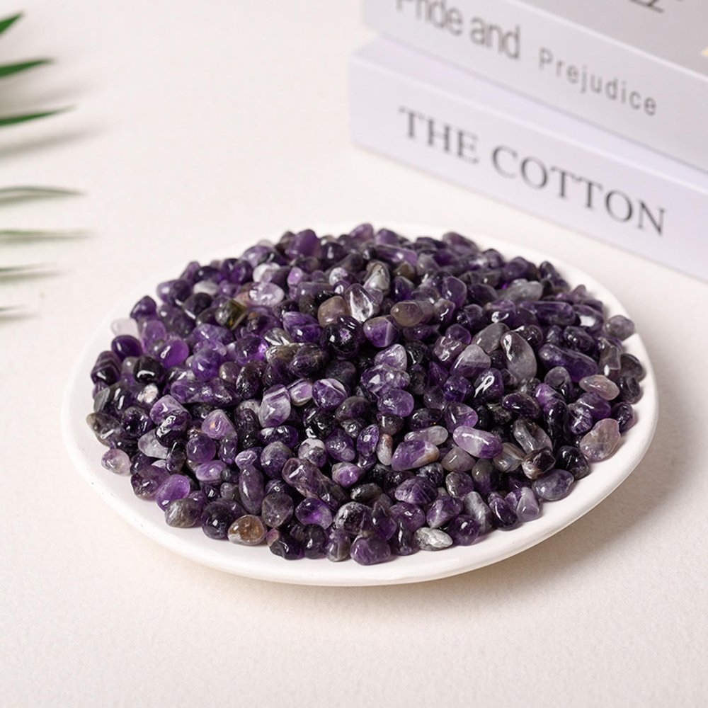 100g Natural Stones Clear Quartz Pink Crystal Amethyst Citrine Fluorite Aventurine Tiger Eye Obsidian Gravel for Decoration Home,Amethyst 7-9mm,100g