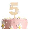 Wooden Daisy Cake Topper For 5th Birthday - Daisy Birthday Party Decor, Retro Groovy Birthday, Boho Birthday, Wooden Cake Decorating Supplies, 5th Anniversary (Daisy 5 Cake Topper) view 1