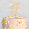 Wooden Daisy Cake Topper For 5th Birthday - Daisy Birthday Party Decor, Retro Groovy Birthday, Boho Birthday, Wooden Cake Decorating Supplies, 5th Anniversary (Daisy 5 Cake Topper) view 4