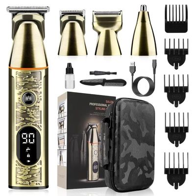 All Metal 5 in 1 Hair Trimmer Men's Multi-function Electric Hair Clipper Household Shaver Shaving Trimmer Washable Grooming Kit