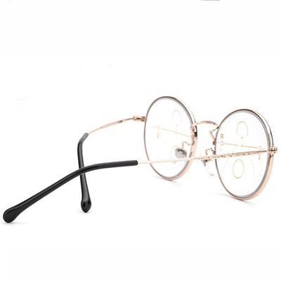 SFIVE Progressive Multifocus Reading Glasses For Women Men Resin Lens Presbyopic Glasses Round Frame Readers Glasses Gold 1.5 (Color : Gold, Size : +2.0)