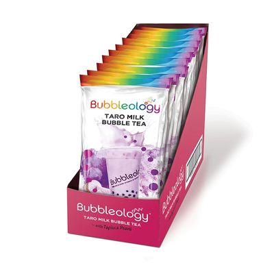 Bubbleology Taro Milk Bubble Tea Kit (Pack of 10) Boba Tea Kit with Tapioca Pearls | Makes 10 Bubble Teas | Each Kit Contains: 1x Taro Blend, 1x Tapioca Pearls, 1x Large Straw | Just Add Milk