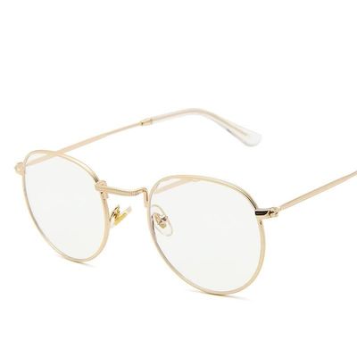 NOVESIXTDAT Metal Round Reading Glasses for Women Men Classic Vintage Retro Shades Blue Light Blocking Computer Readers (Color : Golden, Size : +3.00)