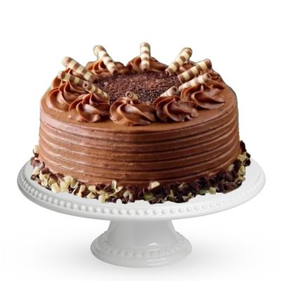 Patisserie Valerie Chocolate Layer Cake 6" - 10 Portions - Celebration Cake - Rich 4 Layer Sponge with Cream Filling - White & Dark Chocolate Topping