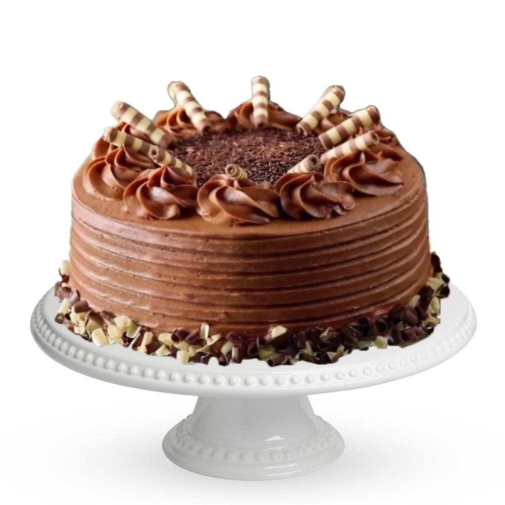 Patisserie Valerie Chocolate Layer Cake 6" - 10 Portions - Celebration Cake - Rich 4 Layer Sponge with Cream Filling - White & Dark Chocolate Topping