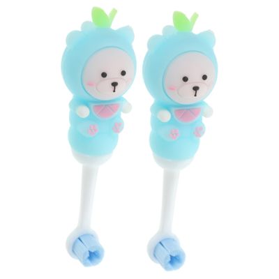 ibasenice Kids Toothbrushes 2 Pack Cute Bear Handle Soft Thin Bristles Effective Gap Cleaning Safe Material Suitable for Toddlers 0-9 Years