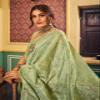 SWORNOF Women's kanjivaram banarasi silk saree Zari Woven festival Wedding silk sarees for women with Unstitched blouse piece, Pista, 6 Yard view 4