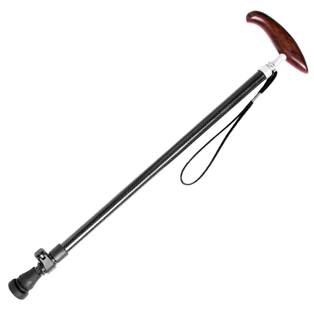 GGZONE Crutches Walking Stick,Chicken Wing Wooden Handle Highly Scalable Carbon Fiber Portable Comfortable Walker Old Man Men and Women Solid/A/One Size beautiful scenery