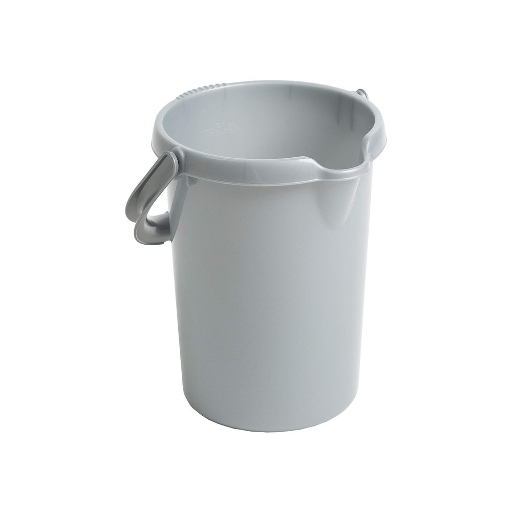 1 x 5L litre High Grade Silver Colour Durable Plastic Bucket with Litre Scale Handle & Spout for Food Storage, Garden, Cleaning, Kitchen (Silver, 5L)