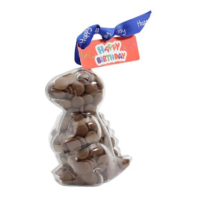 ButtonChocs Birthday Chocolate Dinosaur - Happy Birthday. Belgian Milk Chocolate Dinosaur Gift.