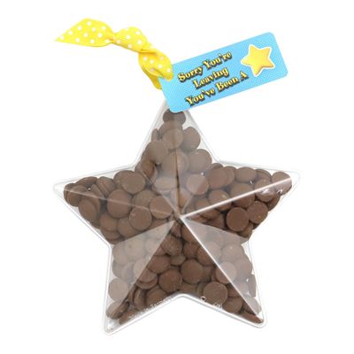 ButtonChocs Sorry You're Leaving Chocolate Star. Belgian Milk Chocolate Leaving Gift. Goodbye Gift.